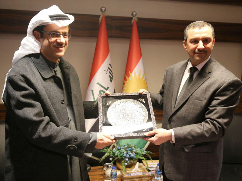 القنصل العام الكويتي في اربيل الدكتور عمر الكندري مع محافظ السليمانية هفال ابوبكر