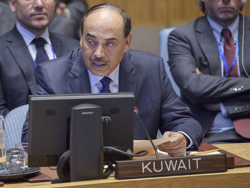 الخالد خلال ترؤسه وفد الكويت في جلسة مجلس الأمن