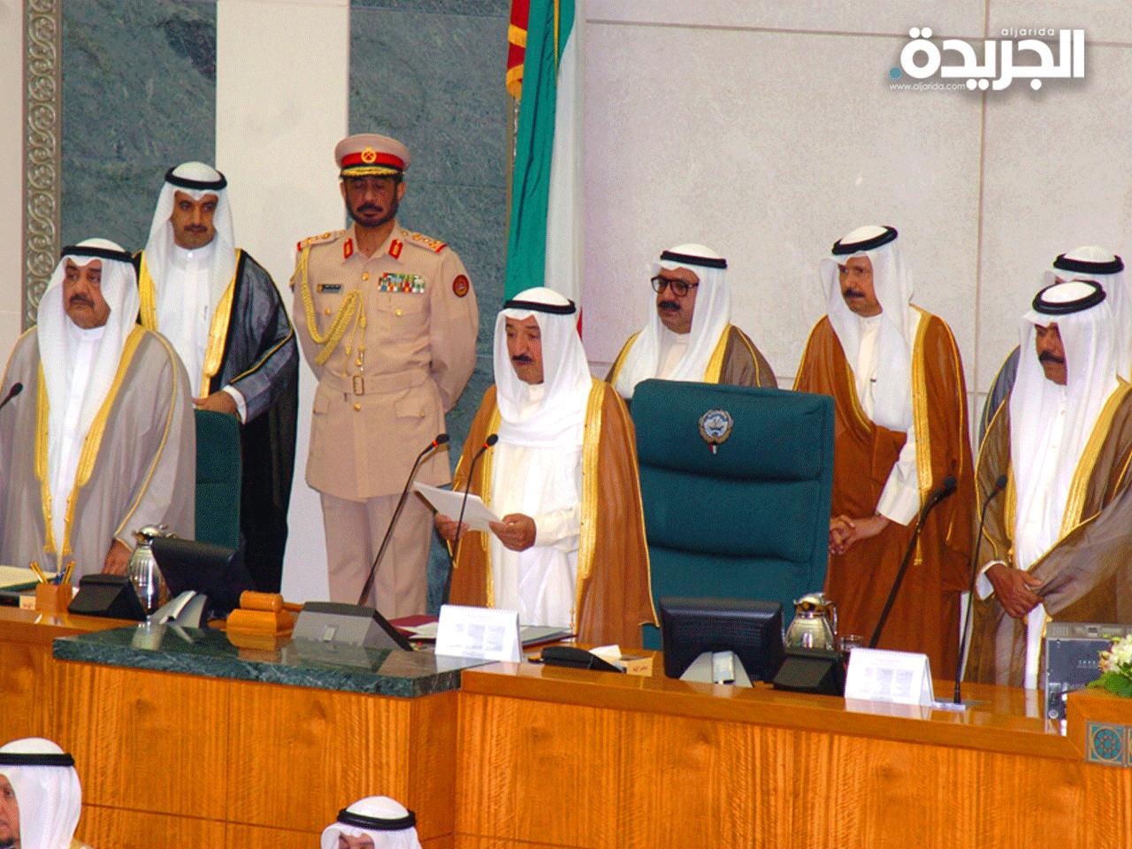  حضرة صاحب السمو أمير البلاد الشيخ صباح الأحمد الجابر الصباح يلقى كلمته بعد مبايعته أميراً للبلاد