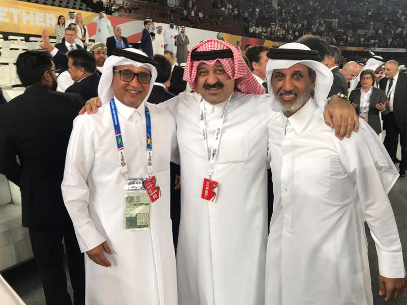 اليوسف ورئيس الاتحاد القطري الشيخ حمد بن خليفة