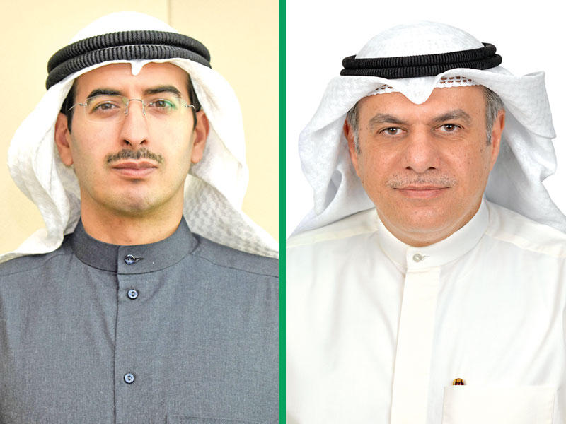 عادل الماجد نائب رئيس مجلس الإدارة والرئيس التنفيذي لبنك بوبيان ,  الشيخ أحمد الدعيج رئيس مجلس إدارة البنك التجاري