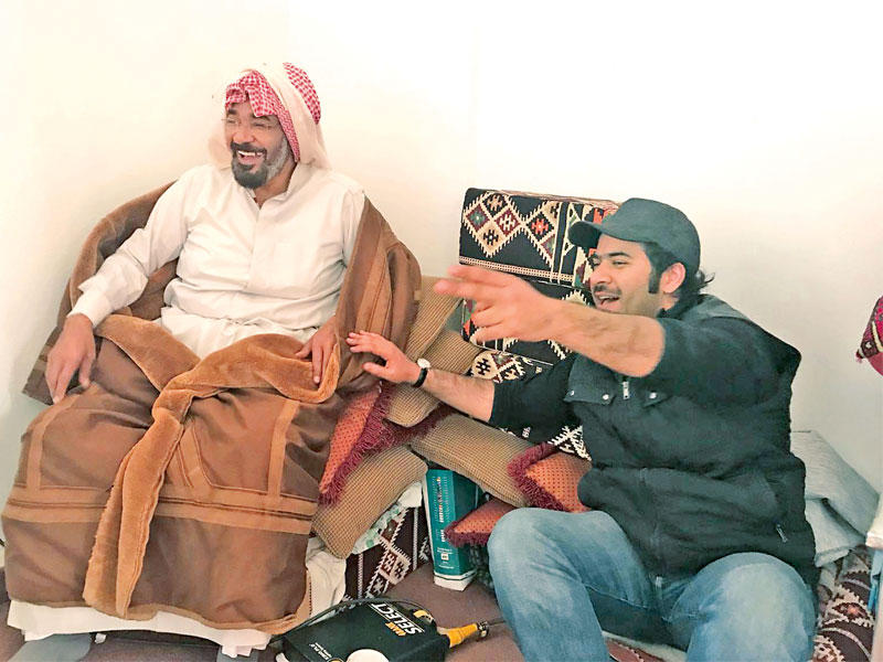  صادق بهبهاني وجمال الردهان خلال تصوير الفيلم