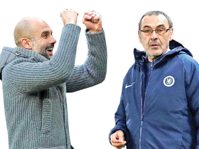 المدرب الإيطالي ماوريتسيو ساري , جوسيب غوارديولا مدرب فريق مانشستر سيتي