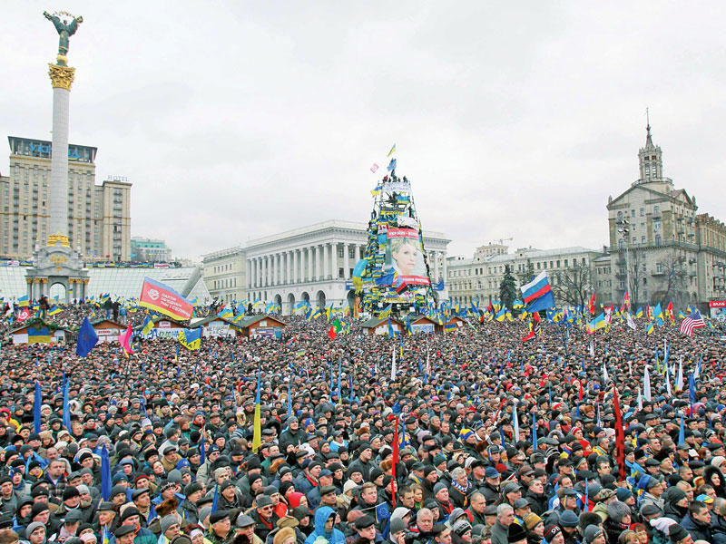 مسيرة الاحتجاج التي شهدتها ساحة كييف في مطلع سنة 2014