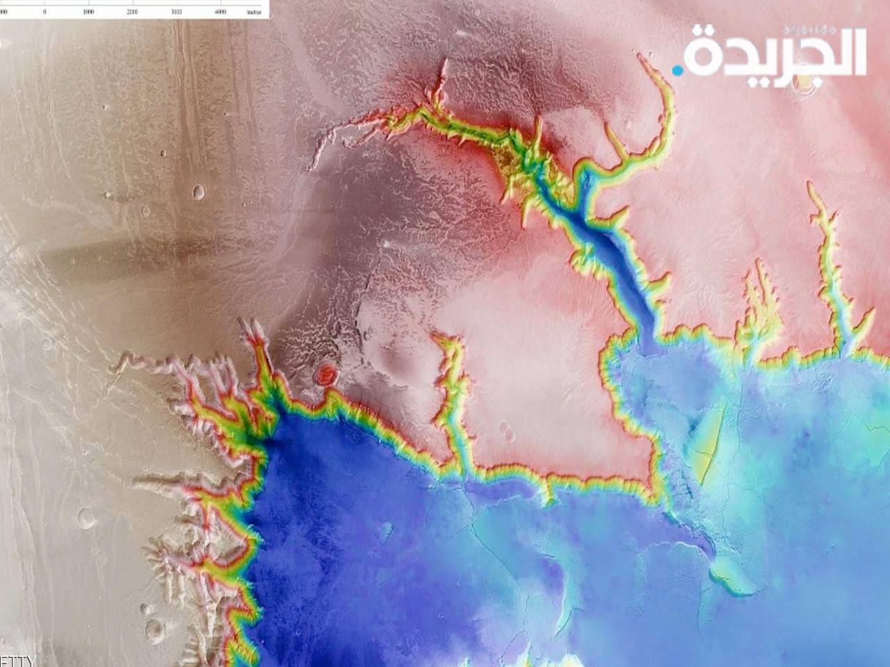 صورة لوكالة الفضاء الأوروبية كدليل على وجود المياه بالمريخ