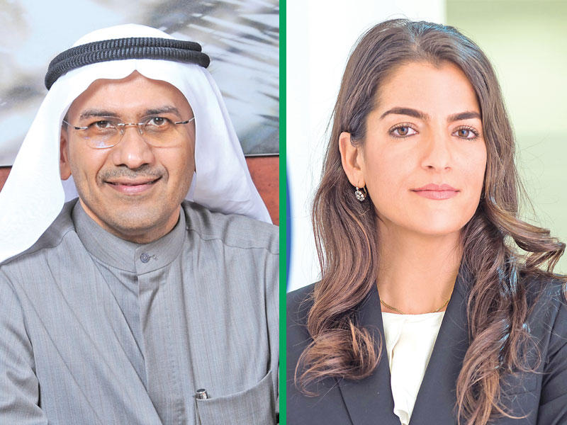  نادية عقيل نائبة رئيس مجلس الإدارة والرئيسة التنفيذية لـ«يوباك» , مناف الهاجري الرئيس التنفيذي لشركة المركز المالي الكويتي «المركز»