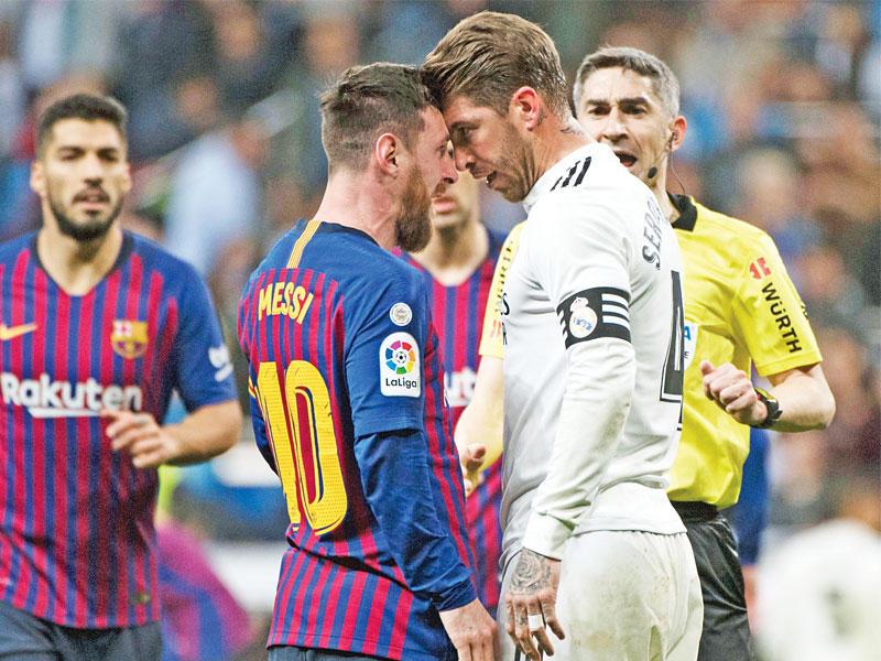 راموس وميسي في مشادة خلال اللقاء