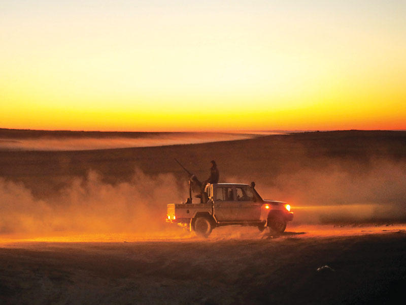 آلية عسكرية لقوات «قسد» في الباغوز أمس الأول      (رويترز)