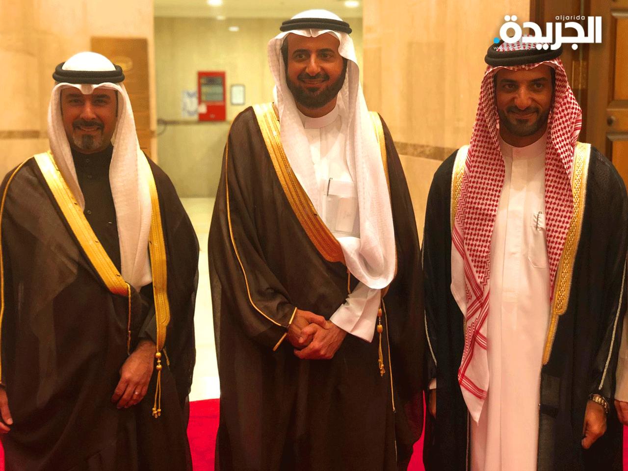 بن ناجي مع رئيس مجلس الشارقة للإعلام الشيخ سلطان بن أحمد القاسمي ووزير الصحة السعودي توفيق الربيعة