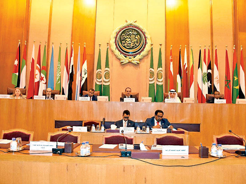 جانب من الاجتماع المشترك لوزراء المياه والزراعة العرب أمس