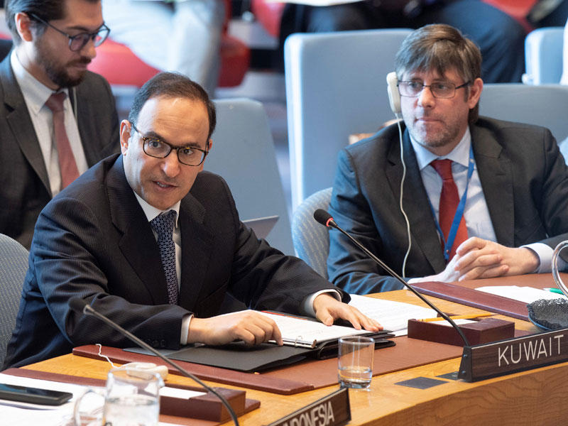 السفير العتيبي خلال إلقاء كلمة الكويت أمس الأول