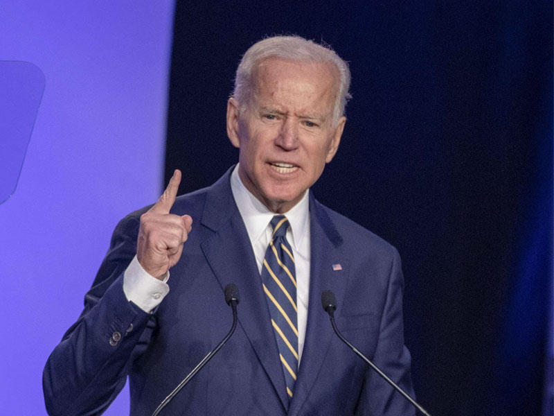 بايدن في كلمة أمام مؤتمر عمالي أمس الأول بواشنطن      (أ ف ب)