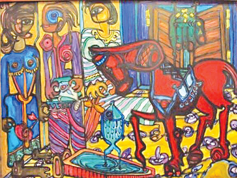 من لوحات معرض «بين الحلم والواقع» 