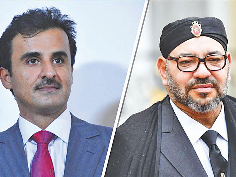 العاهل المغربي الملك محمد السادس و أمير قطر تميم بن حمد آل ثاني