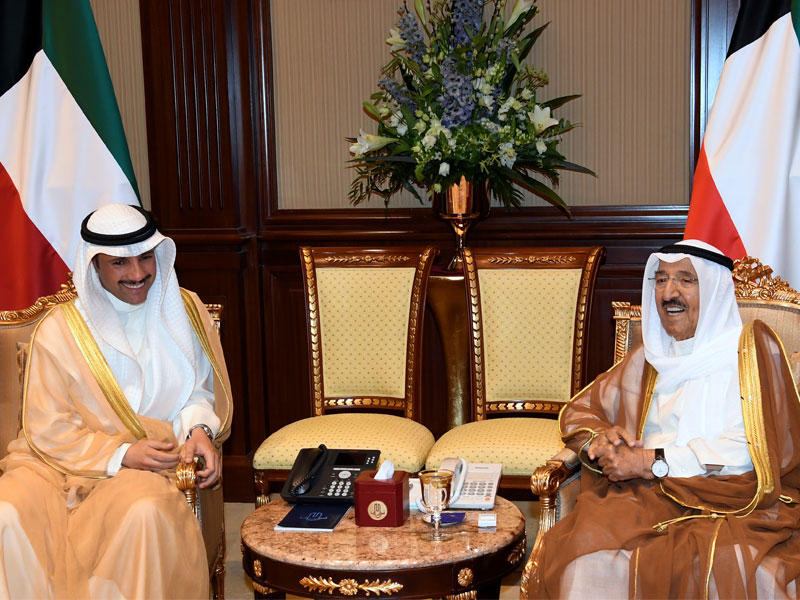 صاحب السمو أمير البلاد الشيخ صباح الأحمد الجابر الصباح يستقبل معالي رئيس مجلس الأمة مرزوق علي الغانم