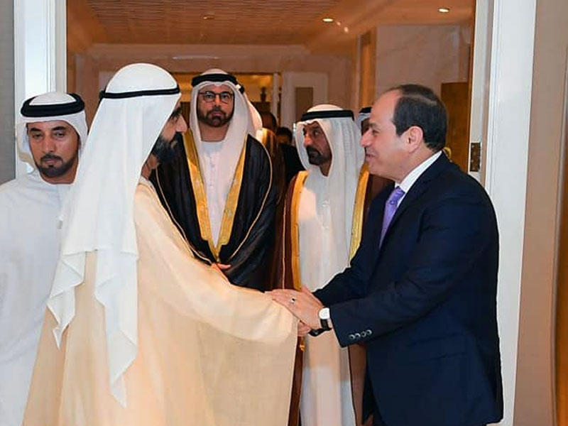 السيسي وبن راشد في بكين أمس       (رئاسة الجمهورية)