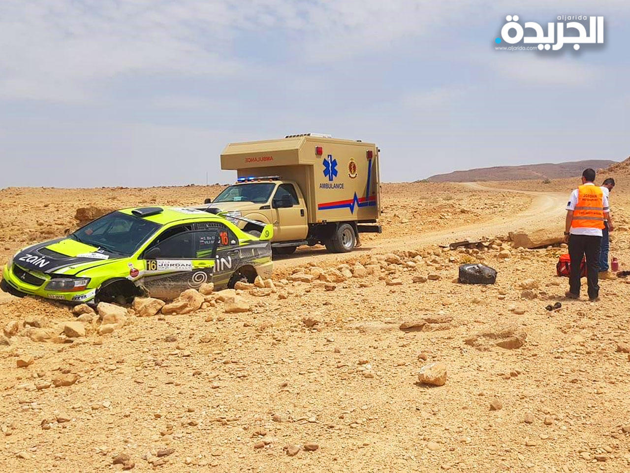  سيارة بن عيدان بعد تعرضه لحادث وقع خلال مشاركته في رالي الأردن الدولي 2019 