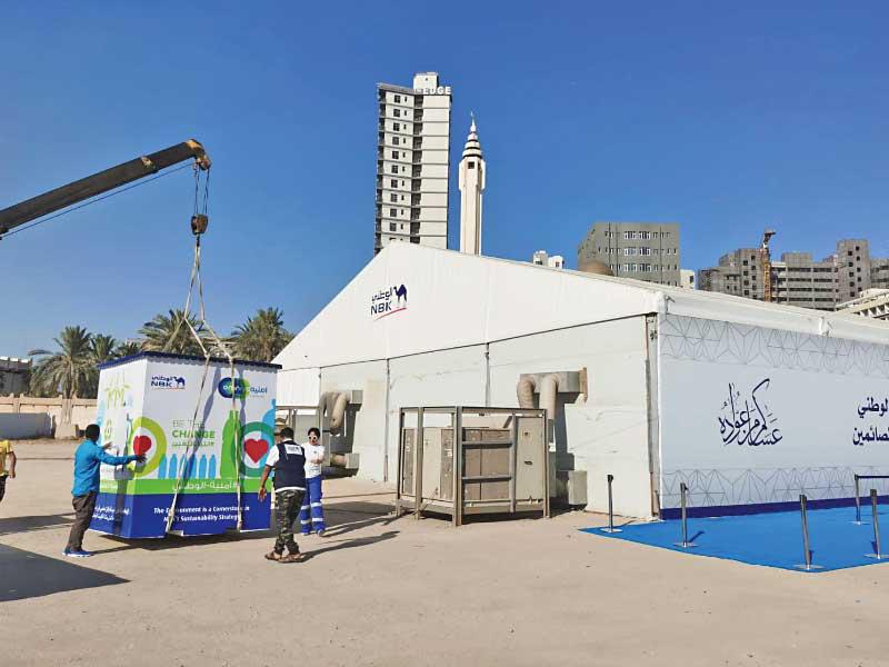 الحاوية البيئية قرب خيمة إفطار «الوطني»