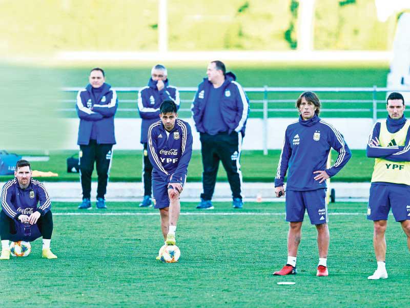 جانب من تدريبات سابقة للمنتخب الأرجنتيني