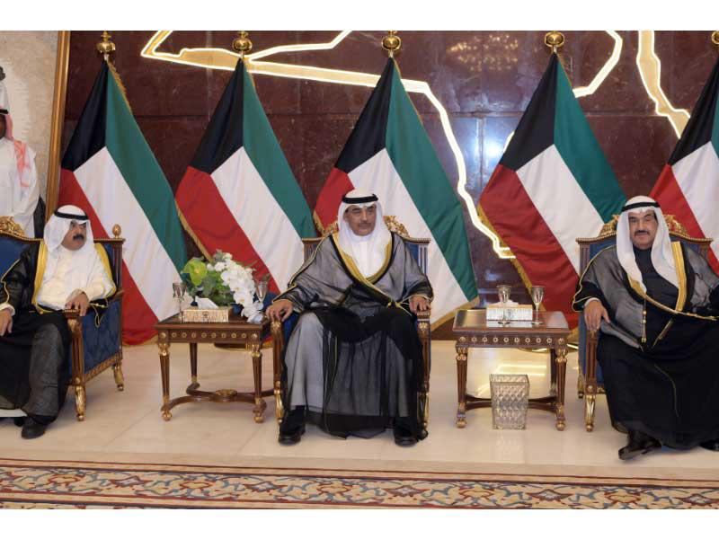 ناصر المحمد وصباح الخالد وخالد الجارالله خلال غبقة «الخارجية»