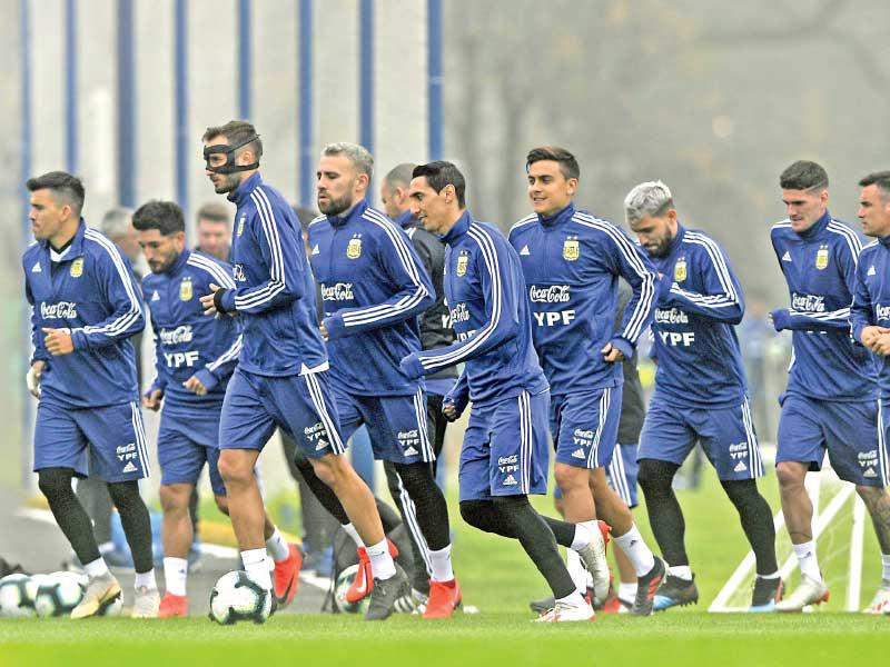 جانب من تدريبات المنتخب الأرجنتيني