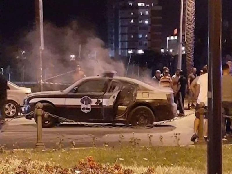 أحدي سيارات الامن اللبناني بعد وقوع الحادث