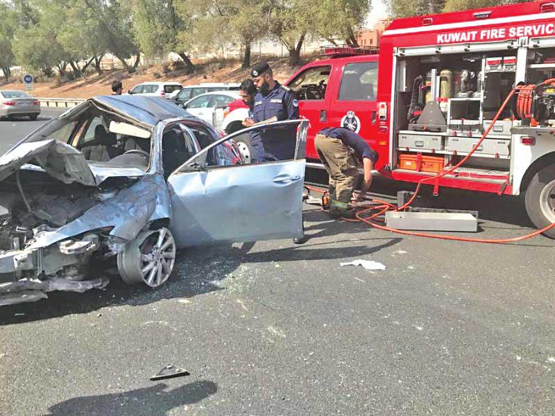 سيارة الوافدة بعد الحادث