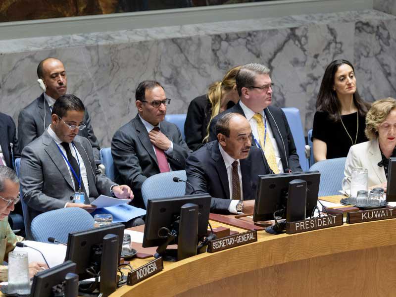 الخالد مترئساً جلسة مجلس الأمن أمسt (موقع الأمم المتحدة)