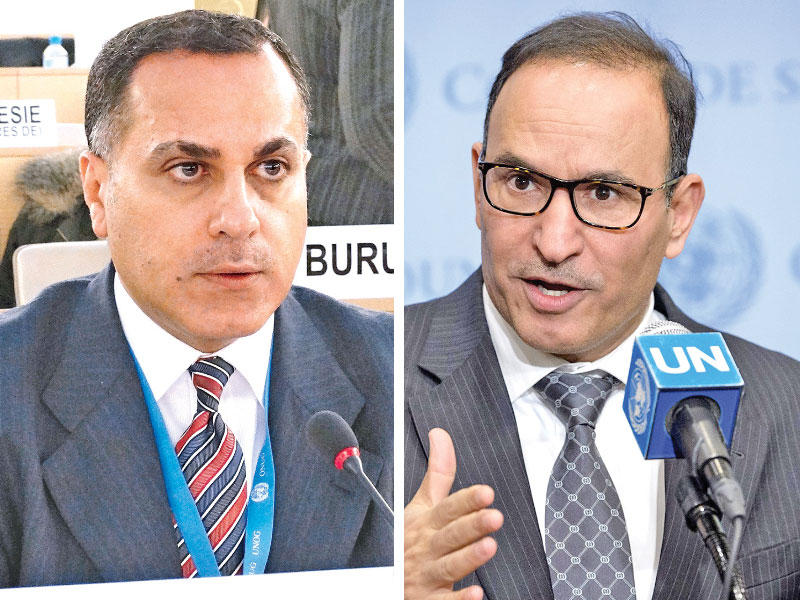 مندوب الكويت الدائم لدى الأمم المتحدة السفير منصور العتيبي -  مندوب الكويت الدائم لدى الأمم المتحدة والمنظمات الدولية الأخرى في جنيف السفير جمال الغنيم  