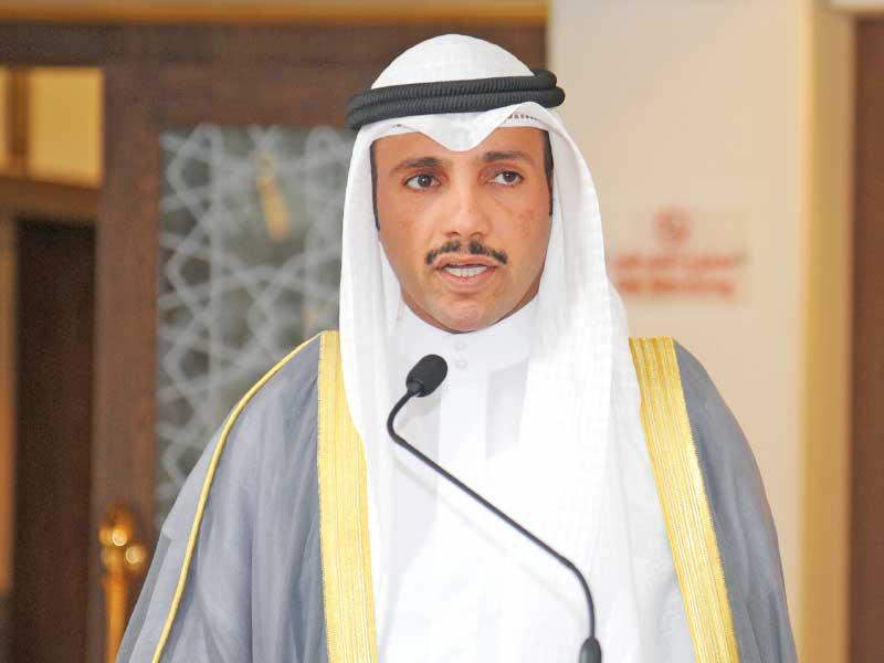 الغانم خلال المؤتمر الصحافي  (تصوير عبدالله الخلف)