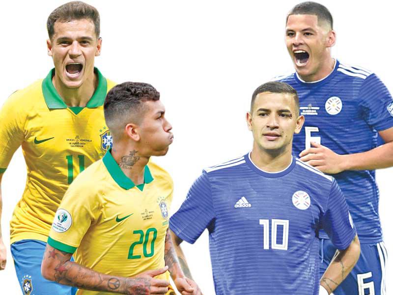 غونزاليس وسانشيز نجما باراغواي و فيرمينيو وكوتينيو نجما البرازيل