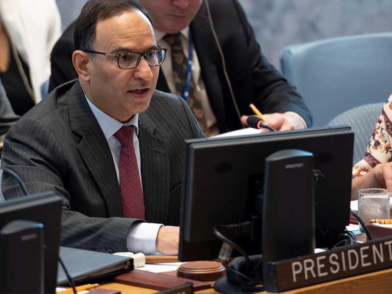 السفير منصور العتيبي خلال جلسة مجلس الأمن