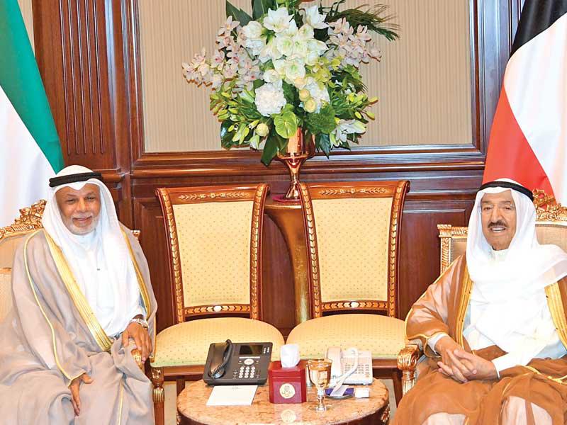 صاحب السمو أمير البلاد الشيخ صباح الأحمد مستقبلاً رئيس المجلس الأعلى للقضاء، رئيس محكمة التمييز، رئيس المحكمة الدستورية المستشار يوسف المطاوعة أمس