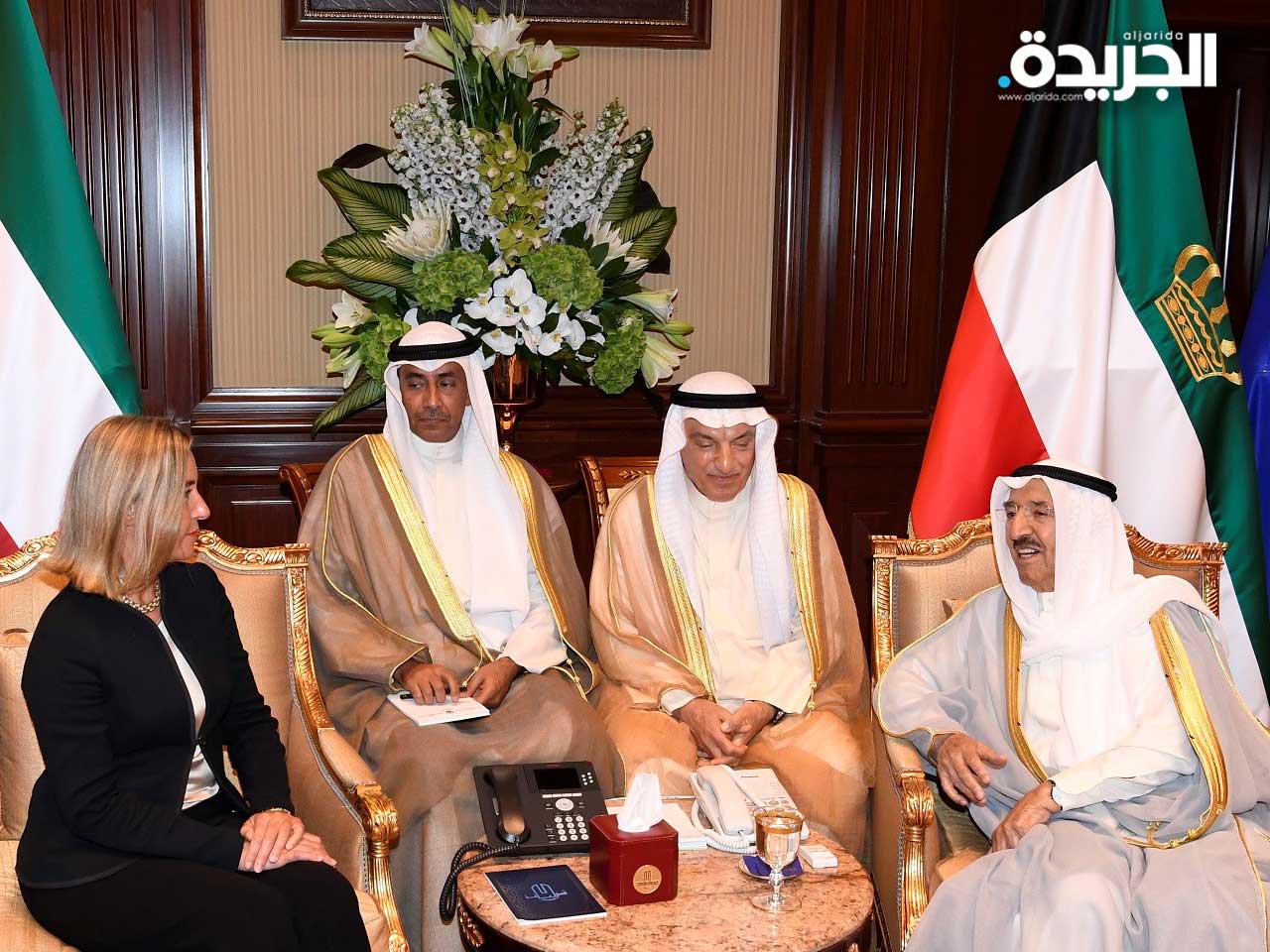  سمو الأمير الشيخ صباح الأحمد لدى استقبال فيديريكا موغيريني