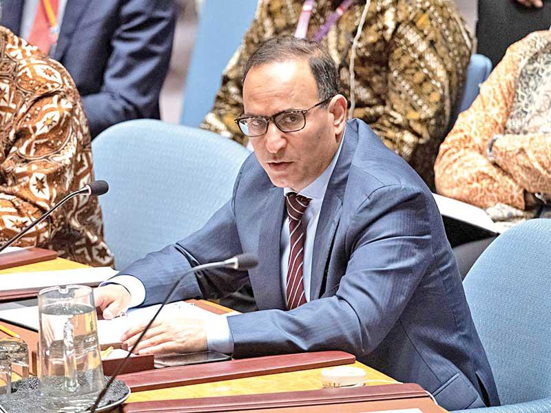 العتيبي متحدثاً في مجلس الأمن أمس الأول