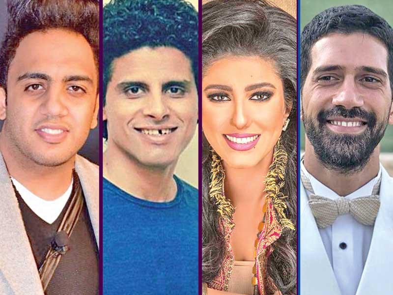 من يمين الصورة كل من الفنانين أحمد مجدي و حنان مطاوع و حمدي الميرغني و أوس أوس