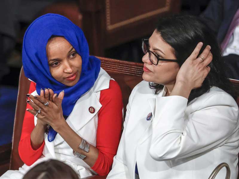 عضوتي مجلس النواب الأميركي من الحزب الديمقراطي  إلهان عمر ورشيدة طليب 