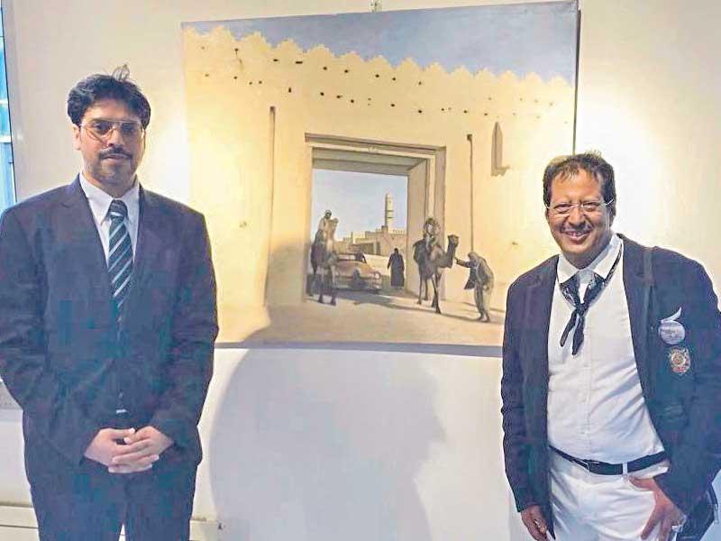 الفنان التشكيلي طارق حمادة  مع مساعد القطان