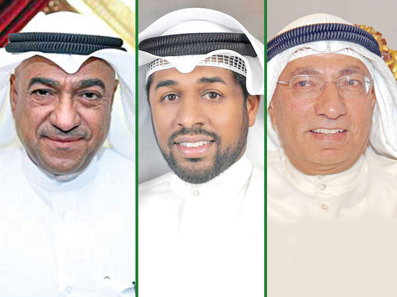 من يمين الصورة الخبير النفطي كامل الحرمي و الباحث في اقتصادات الطاقة د. مشعل السمحان و عضو اتحاد الصناعات الكويتية خالد العبدالغني
