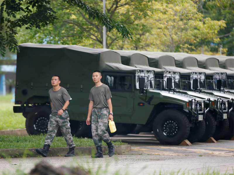شوهدت القوات في قاعدة شيك كونغ العسكرية لجيش التحرير الشعبي