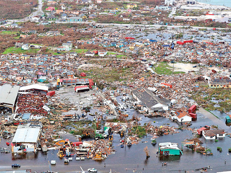  مشهد جوّي للدمار الذي خلّفه «دوريان» في شمال الباهاماسt(أ ف ب)