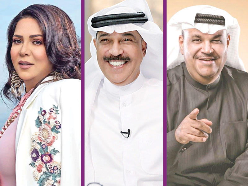 من يمين الصورة نبيل شعيل و عبد الله الرويشد و نوال