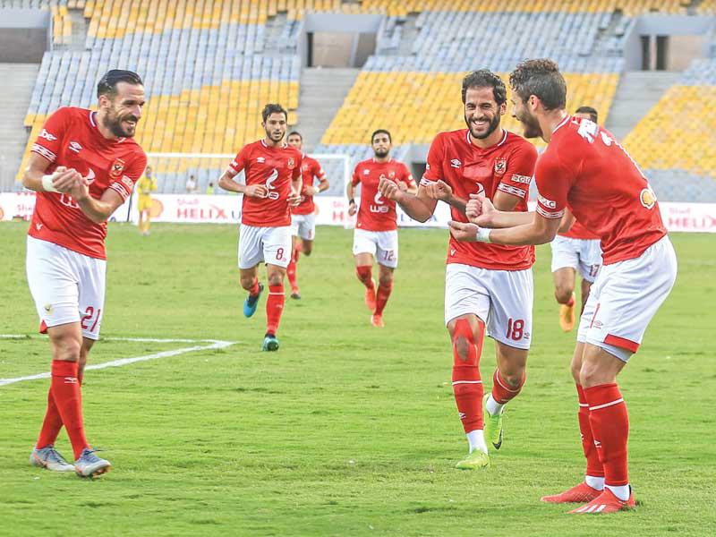 فرحة لاعبي الاهلي بتسجيل الهدفn