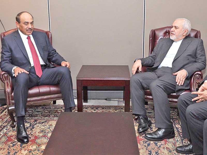 الخالد وظريف في نيويورك أمس الأول (كونا)