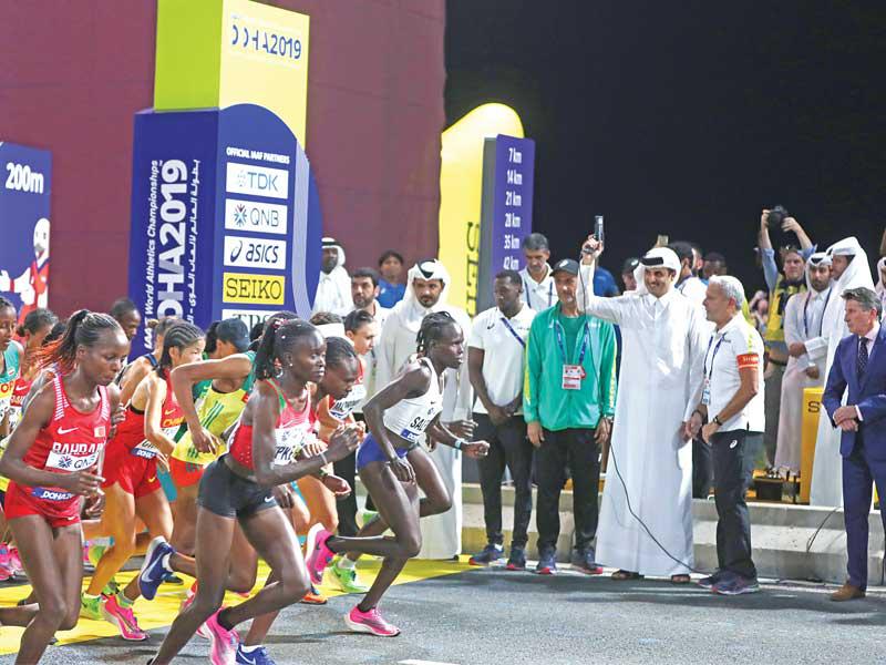 أمير قطر الشيخ تميم بن حمد يطلق بداية سباق الماراثون
