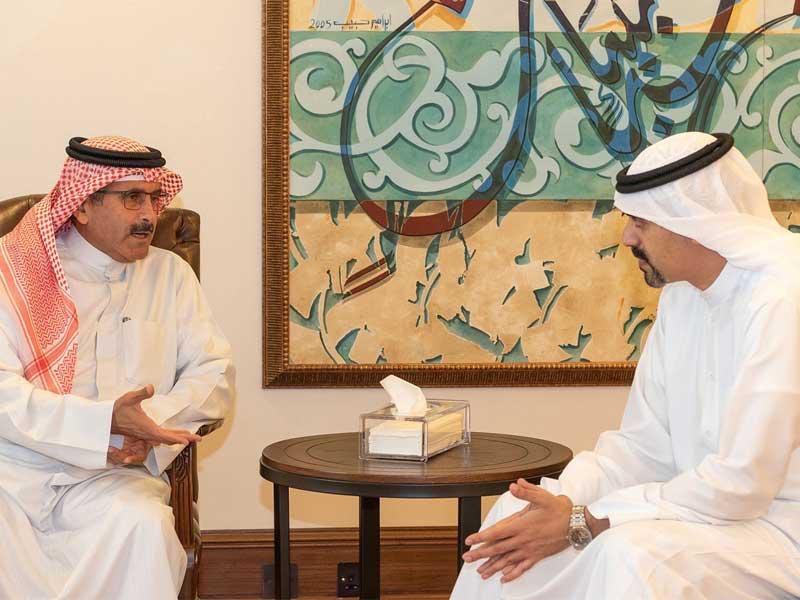 الشيخ مبارك الدعيج الصباح مستقبلا الشيخ الدكتور مشعل الجابر الاحمد الصباح