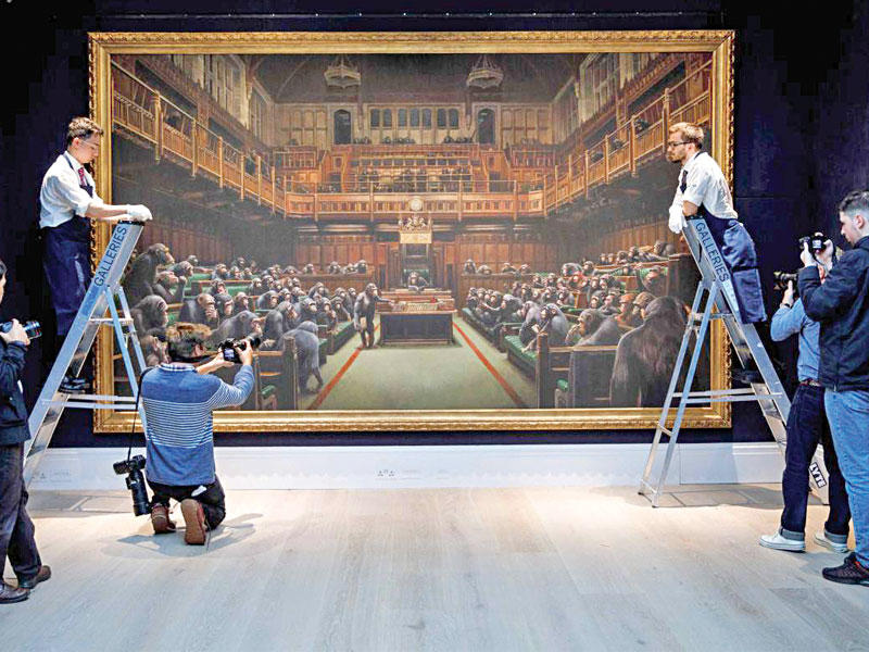 لوحة « ديفولفد بارلمنت» لبانكسي 