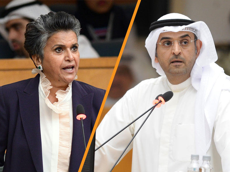 من يمين الصورة  وزير المالية د. نايف الحجرف و النائبة صفاء الهاشم