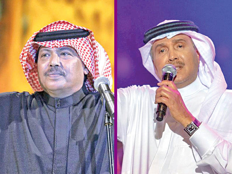 من يمين الصورة كل من الفنانين محمد عبده و أبو بكر سالم