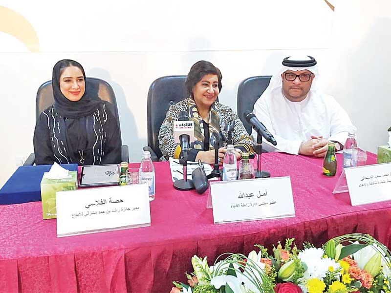 المشاركون في المؤتمر الصحافي برابطة الأدباء